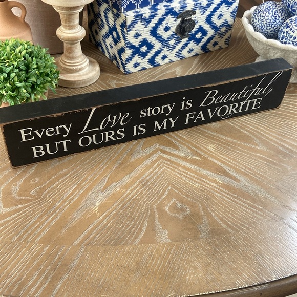 NEW! Shabby Chic Love Story Black Distressed Wood Wall Sign - Picture 5 of 7